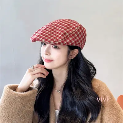 British Retro Forward Cap Japanese Autumn Winter Fashion Face-Slimming Beret Versatile Casual Newsboy Cap