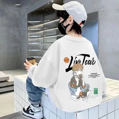 Kids Long Sleeve Cartoon Pullover T-Shirt 2025 Autumn