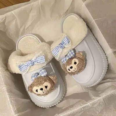 Winter Removable Duffy Bear Slippers for Women