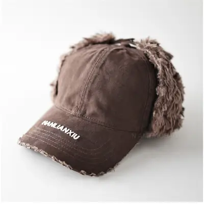 Men Wool Ear Flap Cap Warm Brown