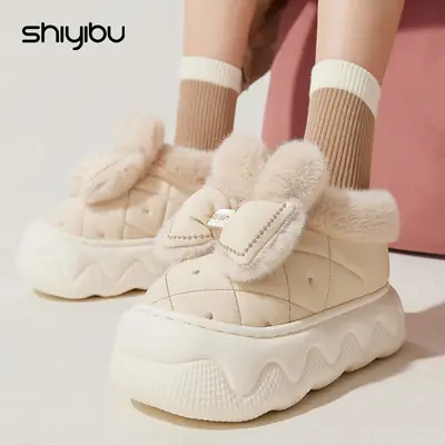 2026 New Model Cotton Slippers for Women, Warm, Closed-Toe, Autumn and Winter Indoor Home Use, Waterproof, Non-Slip, Outdoor Wear, Closed-Back Maternity Cotton Shoes