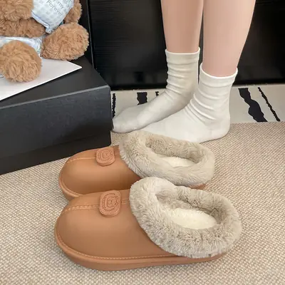 Women Velvet Warm Slippers Winter Indoor Waterproof