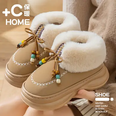 Women Snow Boots Winter Warm Soft Leather Bow Design