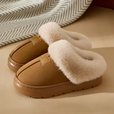 Women Plush Cotton Winter Slippers Warm Non-Slip