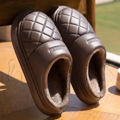 Waterproof Cotton Slippers for Men Winter Indoor Non-Slip