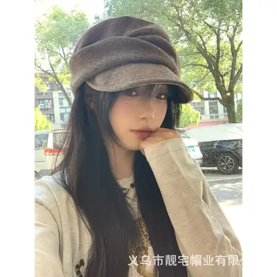 Japanese Retro Beret Wool Blend Equestrian Hat Women