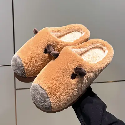 Cute Woolen Slippers for Women Autumn Winter Warm Plus Plush