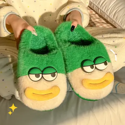 Cute Cartoon Cotton Slippers for Kids Winter Indoor Non-Slip
