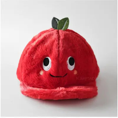 Red Plush Tomato Cap for Women Warm Winter Headwear