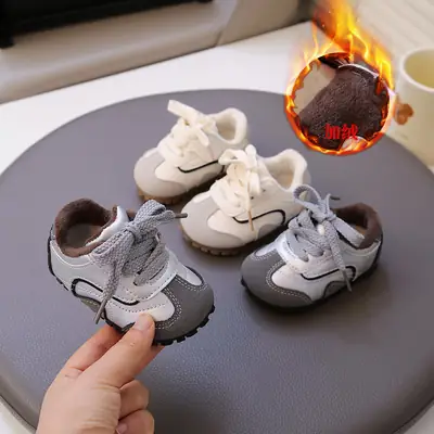 2025 New Winter Velvet Baby Toddler Shoes Soft Sole Non-Slip Men's and Women's Baby Cotton Shoes Warm Small Sneakers