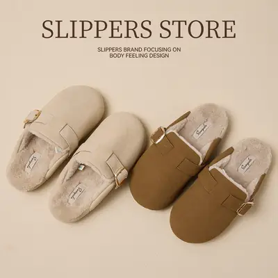 Women Winter Suede Slipper Warm Non-Slip