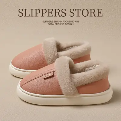 Women Winter Plush Slippers Warm Non-Slip Waterproof