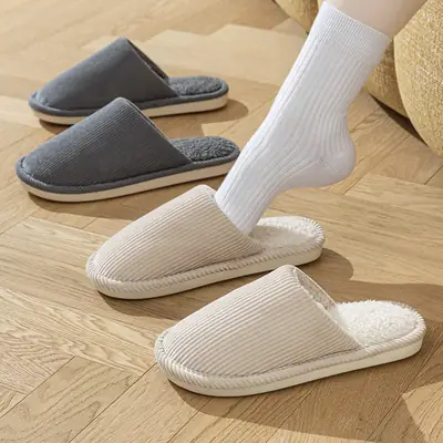 Elderly Non-Slip Silent Cotton Slippers Women Men Winter Warm