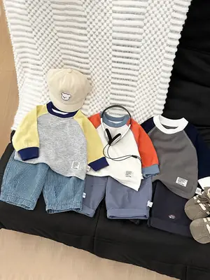 Boys Long Sleeve T-Shirt White Orange Blue 2025