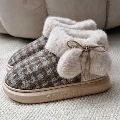 Cotton Shoes for Women Winter Outer Wear for Couples Outdoor Home Indoor Plush Warm Bag Heel Thick-Soled Cotton Slippers for Women Wholesale
