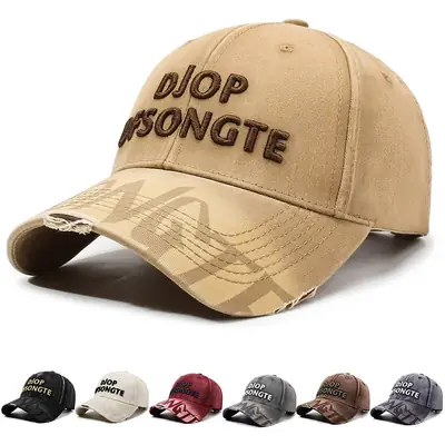 Men Distressed Maroon Cap Drop Songté Embroidery
