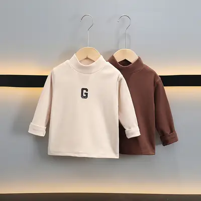 Boys Thermal Base Layer Shirt White Brown Long Sleeve