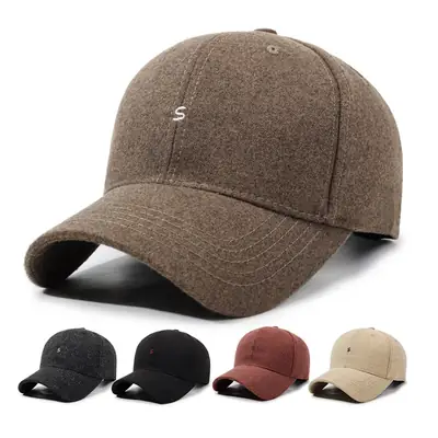 Women Wool Baseball Cap Brown Wide Brim