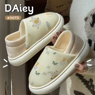 2025 Winter Cotton Slippers Women Warm Non-Slip Fleece Lined