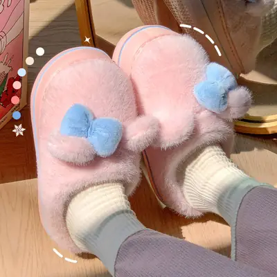 2025 Winter Plush Bow Slippers for Women