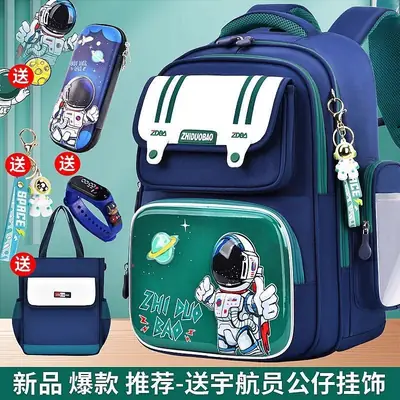 Schoolbags for Boys, Primary School Students, Grades 1, 2, 3 to 6, Astronaut Spine Protection, Burden Reduction, Waterproof Boy and Kidsren's Backpack