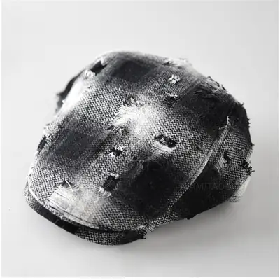 Retro Plaid Ripped Sunshade Cap for Men Women