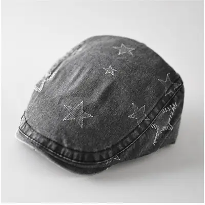 Men Embroidered Duck Cap Sunshade Grey Star