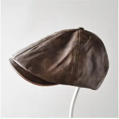 Black Leather Duckbill Cap for Men Women Forward Style