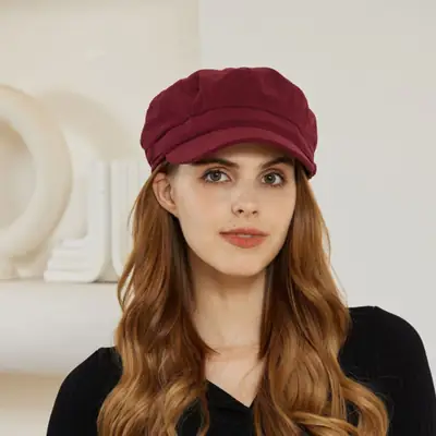 Women's Brown Corduroy Flat Cap Autumn Winter Casual