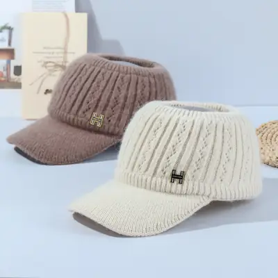 Women Knitted Velvet Peaked Cap Autumn Winter Warm