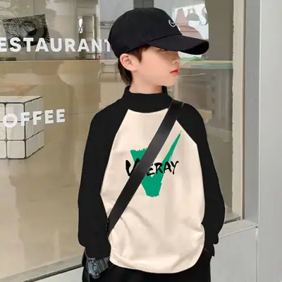 Kids Thermal Long Sleeve T-Shirt Black Cream Graphic Print