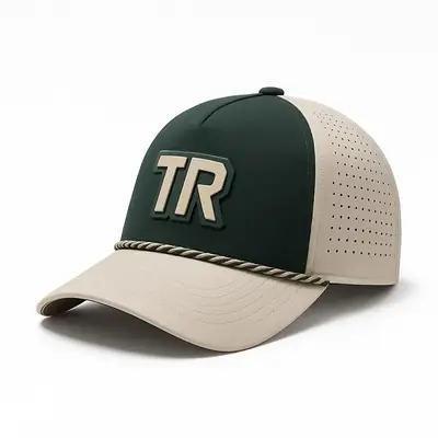 Men Green Beaded Cap with Venting