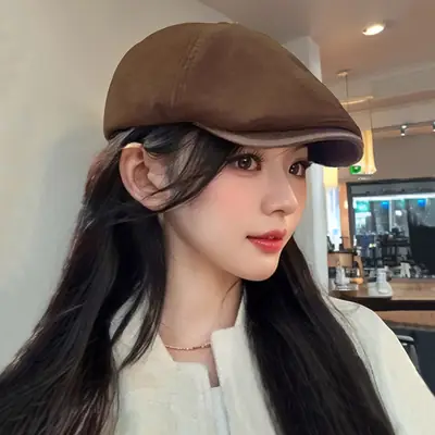 Women Retro Forward Cap 2025 Large Circumference Duckbill
