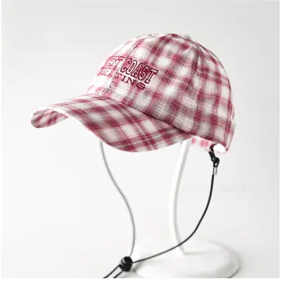 Plaid Windproof Baseball Cap with Letter Embroidery