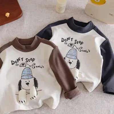 Children's 2025 Long Sleeve T-Shirt Don't Trap Colors Cartoon Bottom
