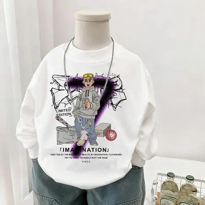 Boys Cotton Long Sleeve T-Shirt White 2025