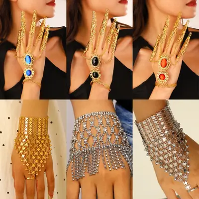 Cross-Border Retro Middle Eastern Ethnic Style Arabic Style Fingerless Bracelet Stage Performance Accessories for Women