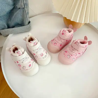 Shoes Floral Baby Baby 2025 Autumn New Soft Sole Fashion Sports Shoes Girls and Children Steady Cotton Boots