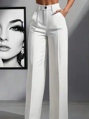 2025 Women High-Waisted Brown Pants Casual Fit