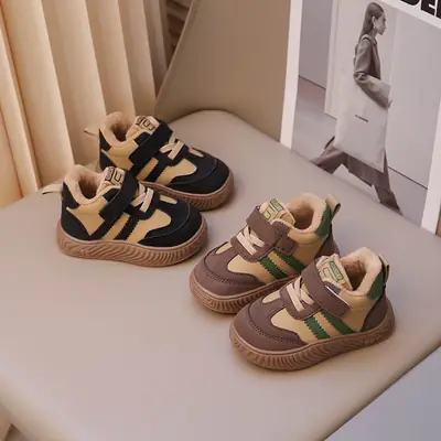 2025 Winter Velvet Thickeneded 1-2 Year Old Baby Soft-Soled Anti-Slip Toddler Shoes Warm Baby Shoes
