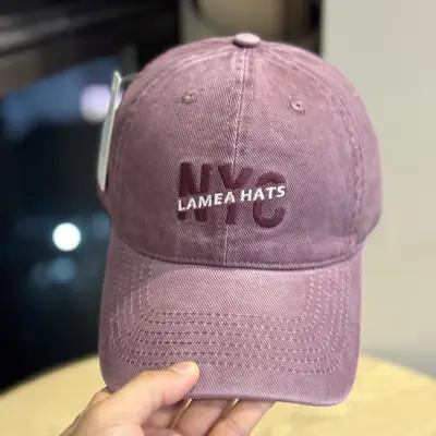 Nyc Large Letter Embroidered Baseball Cap for Men White & Beige