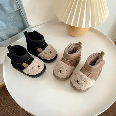 Toddler Shoes, Baby Toddler Shoes, Velvet Boys' Snow Boots, Autumn and Winter Baby Shoes, Cartoon Girls' Cotton Shoes