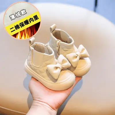 Baby Girl Boots Autumn and Winter Baby Shoes Princess Shoes Soft Sole Non-Slip Baby Girl Toddler Shoes Sweet Girls Short Boots