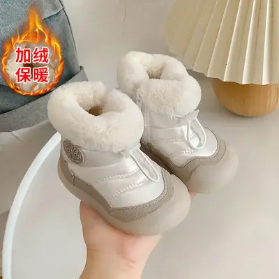 Baby Snow Boots, Boys' Fleece-Lined Cotton Shoes, Baby Toddler Shoes, Soft Soles, 0 to 1 Year Old Baby Shoes, Women's Autumn and Winter