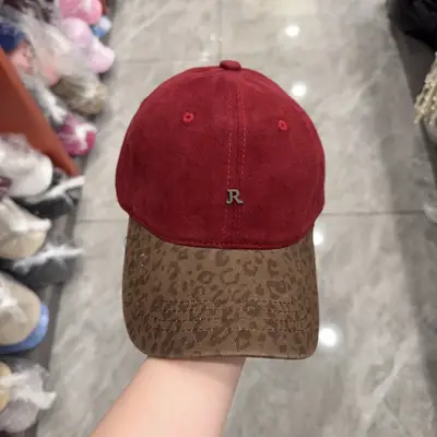 Women Leopard Print Baseball Cap Red Brown