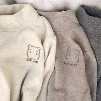 Gray Bear Print Long Sleeve Sweatshirt for Kids