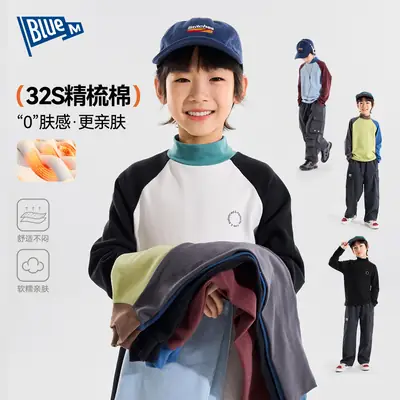 Winter Long Sleeve T-Shirt for Boys Blue Maroon
