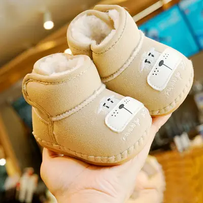 Baby Shoes Soft Sole Non-Slip Winter Fleece-Lined Thickeneded Beginner Baby Shoes 0-1 Years Old Cartoon Toddler Shoes