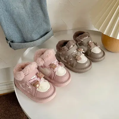 Baby Snow Boots, Baby Cotton Shoes, Four-Season Soft-Soled Toddler Shoes for Boys and Girls Aged 1 to 2 Years Old, Fleece-Lined Four-Season Short Boots