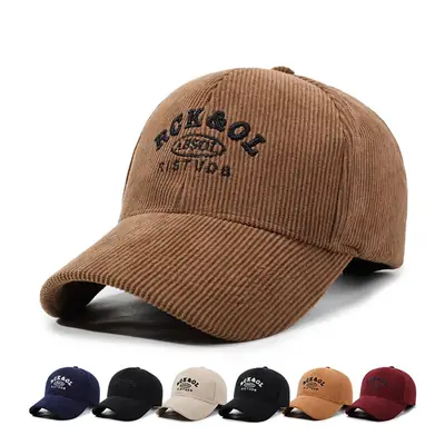 Women Winter Corduroy Duck Cap Brown